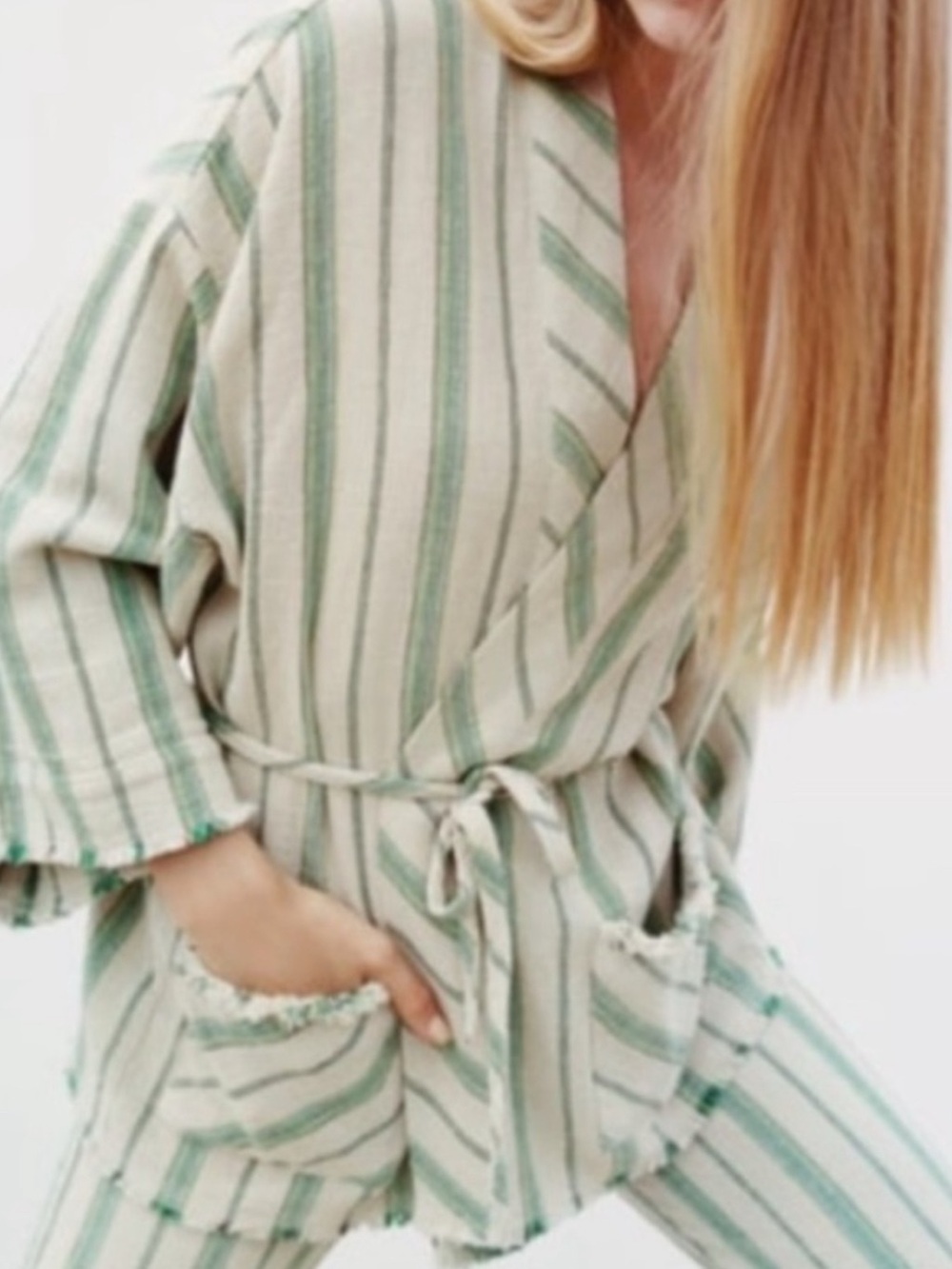 Zara Green and Cream Jacket with Elegant Design